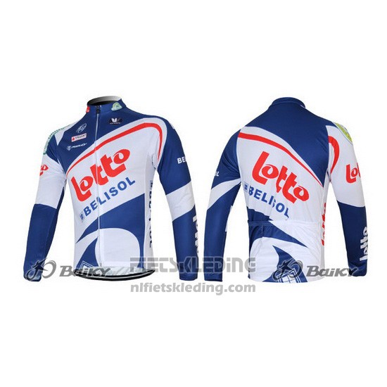 2012 Fietskleding Lotto Belisol Wit en Blauw Lange Mouwen en Koersbroek